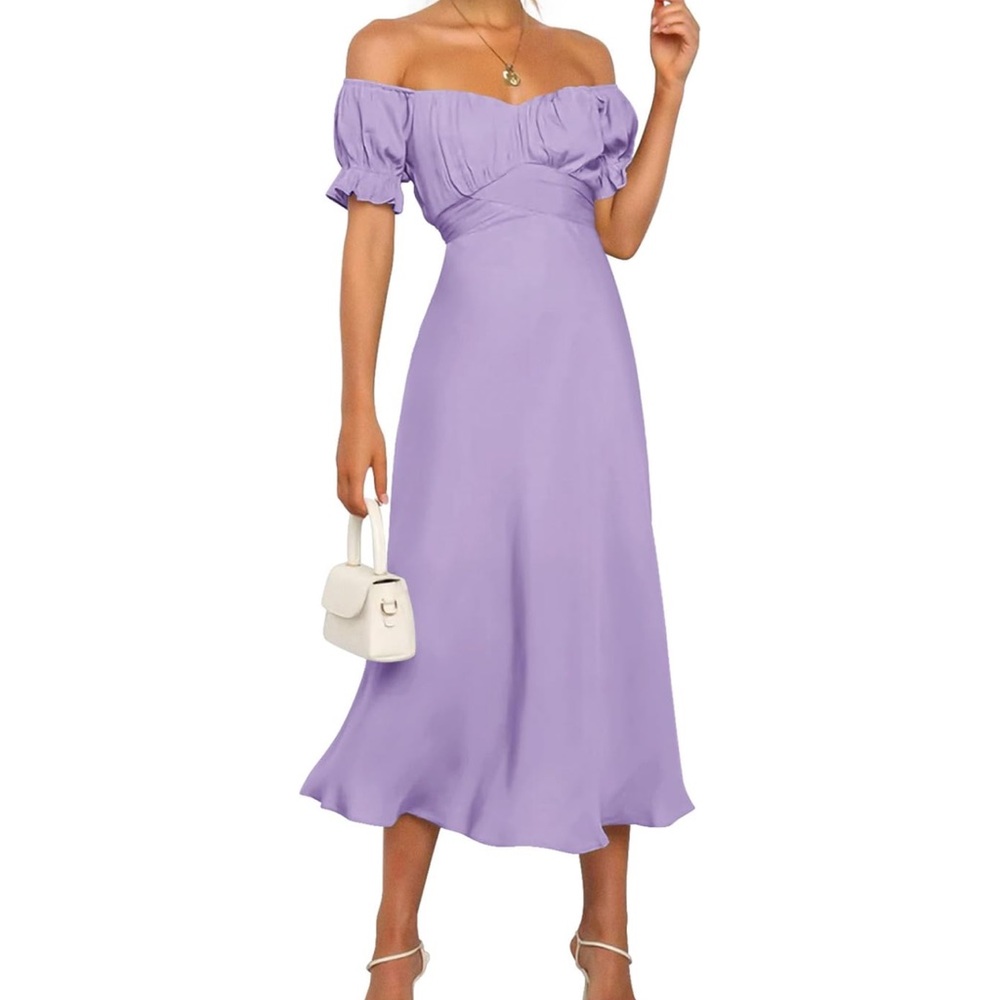 Elegant Lavender Ruffle-Trim Maxi Dress